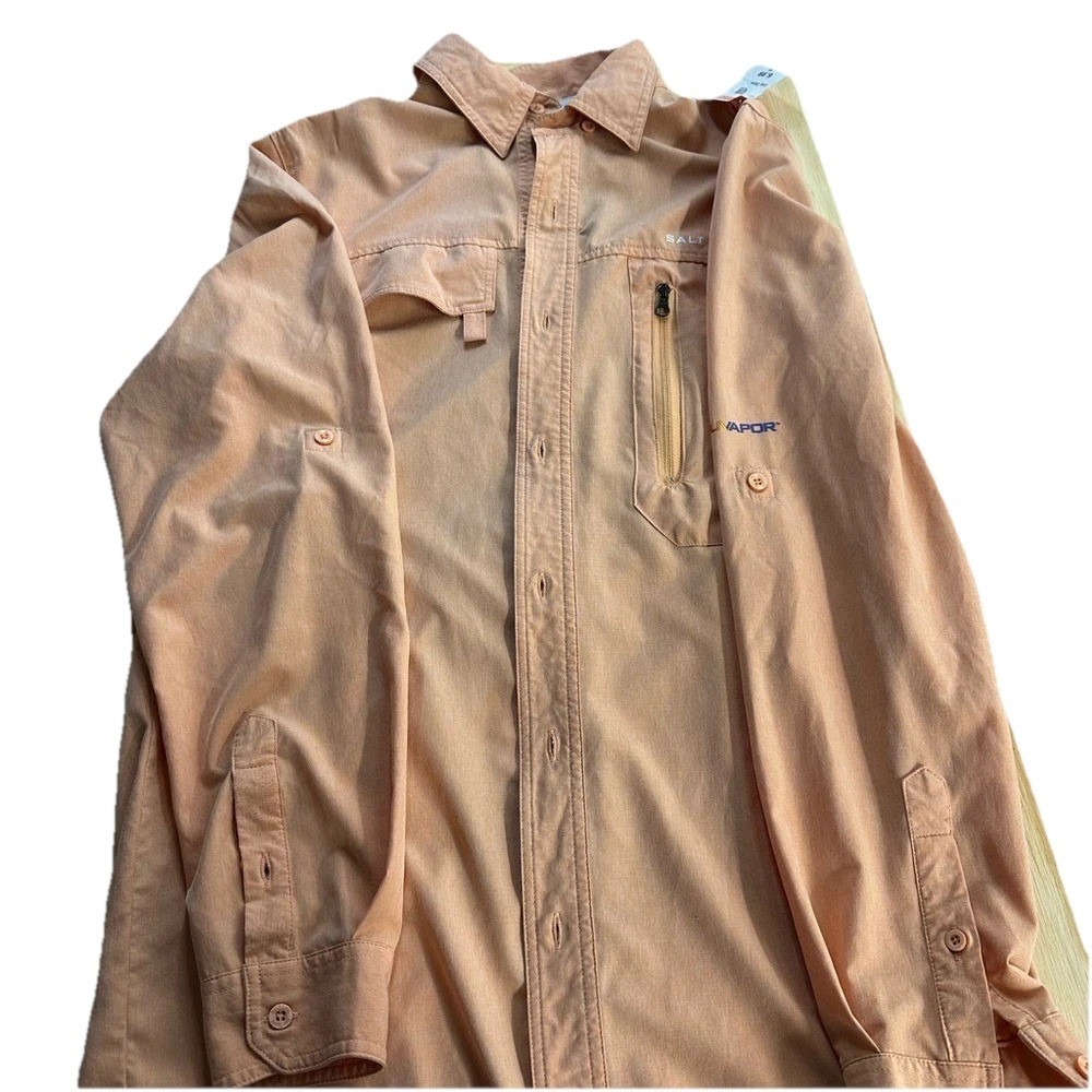 Salt Life SLX Vapor Men's XL Fishing Shirt Peach Long Sleeve‎ Vented Performance